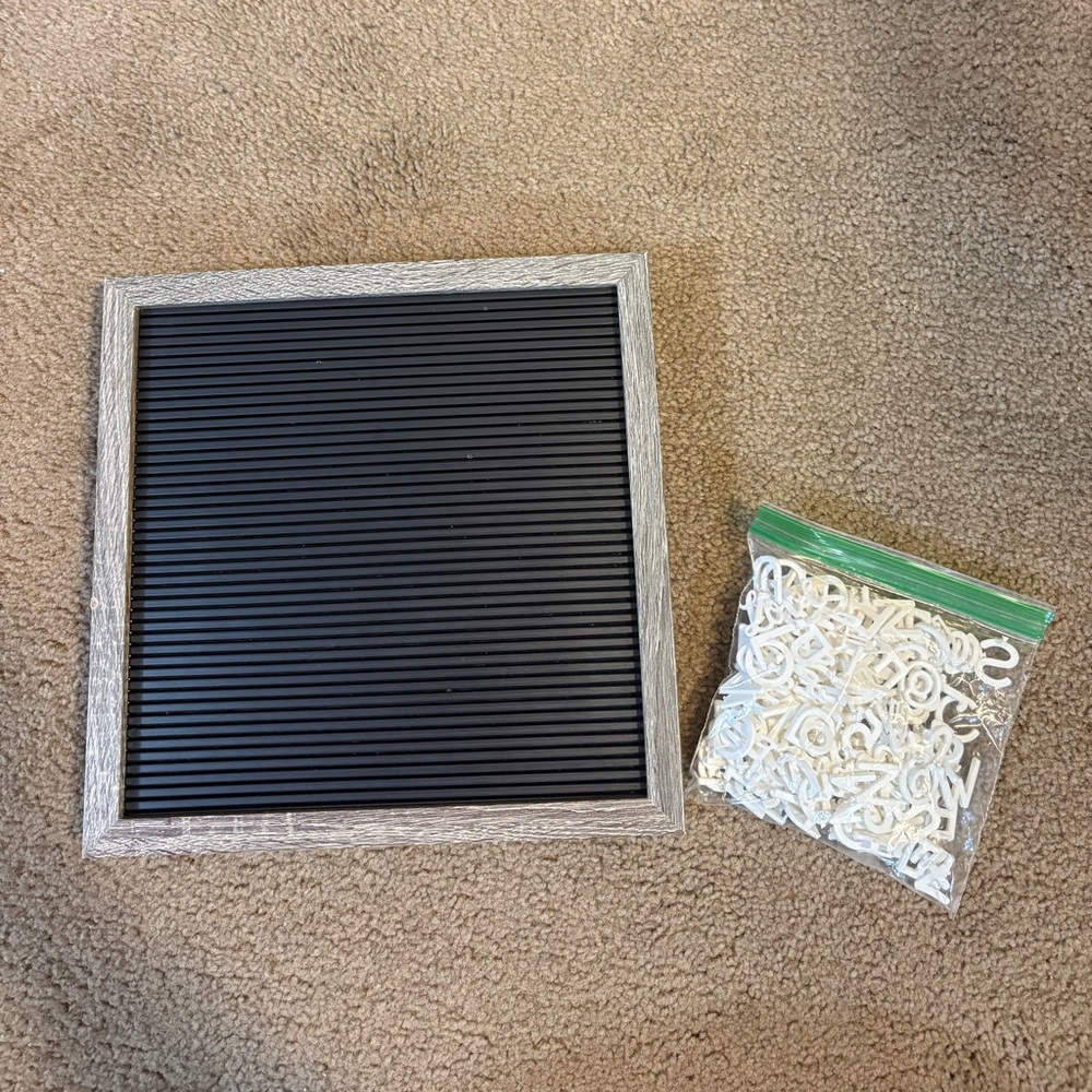 12x12 Inch Letter Board with Bag of Letters, Numbers, Punctuations, and Sayings